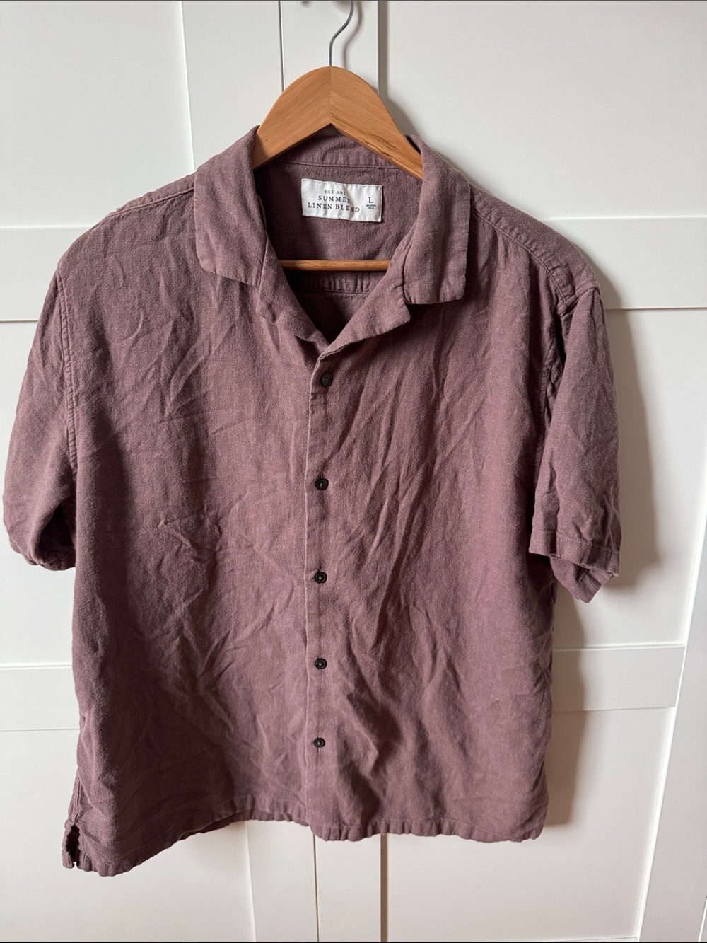 Abercrombie & Fitch Short Sleeve Button-Down Shirt in Mauve brown